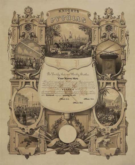 Odd Fellows Freehand Membership Certificate Art Print