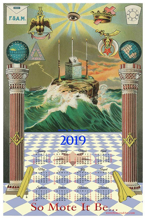 2019 Masonic Calendar — York Rite, Scottish Rite & Shriners Art Print