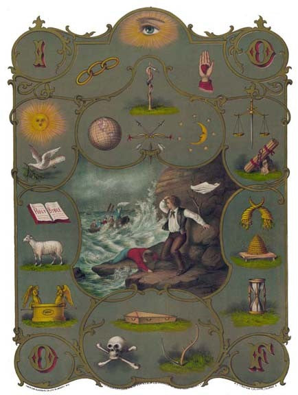 Antique Odd Fellows Degree Chart Art Print — Teaching Version