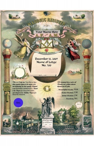 Personalized Masonic AF&AM Record Certificate Art Print