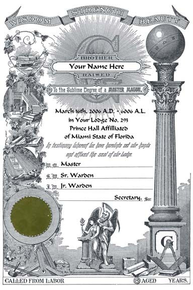 Personalized Prince Hall PHA Certificate Art Print