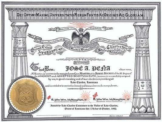 Personalized Scottish Rite Masonic Certificate Art Print