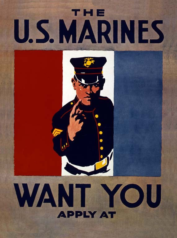 The U.S. Marines Want You WW2 Recruitment Art Print — 12x18
