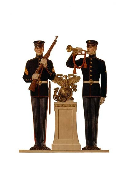 Two U.S. Marines in Dress Blues Art Print — 12x18