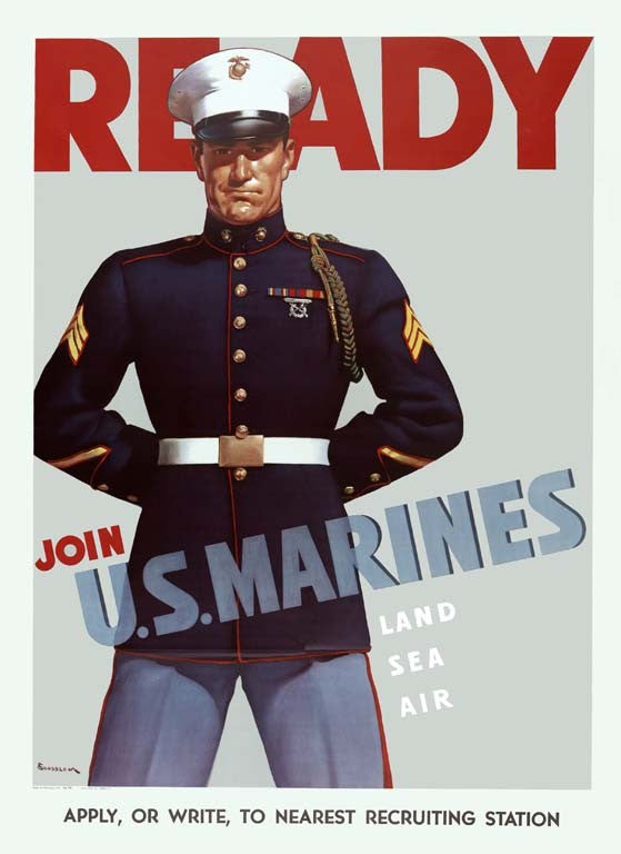 U.S. Marines READY WW2 Art Print — 12x18